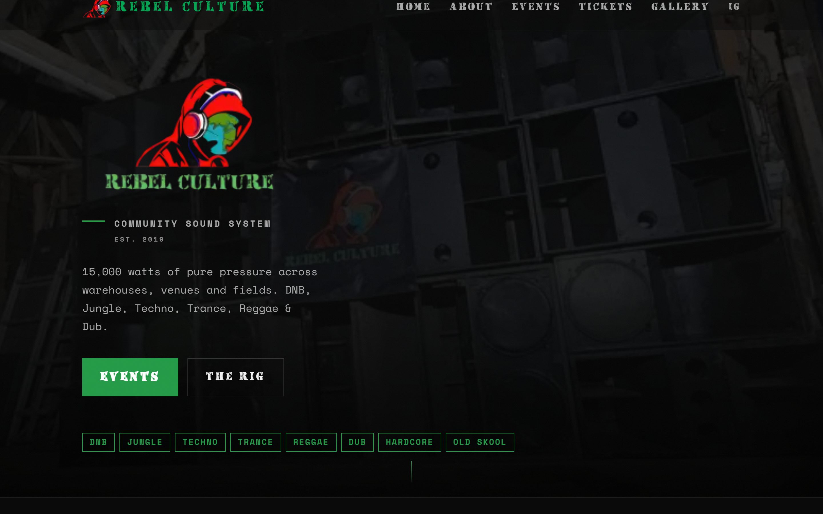 Screenshot of Rebel Culture homepage